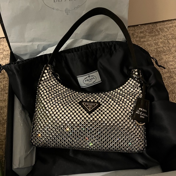 Brand New Prada Reedition Crystal bag in black - Picture 4 of 13